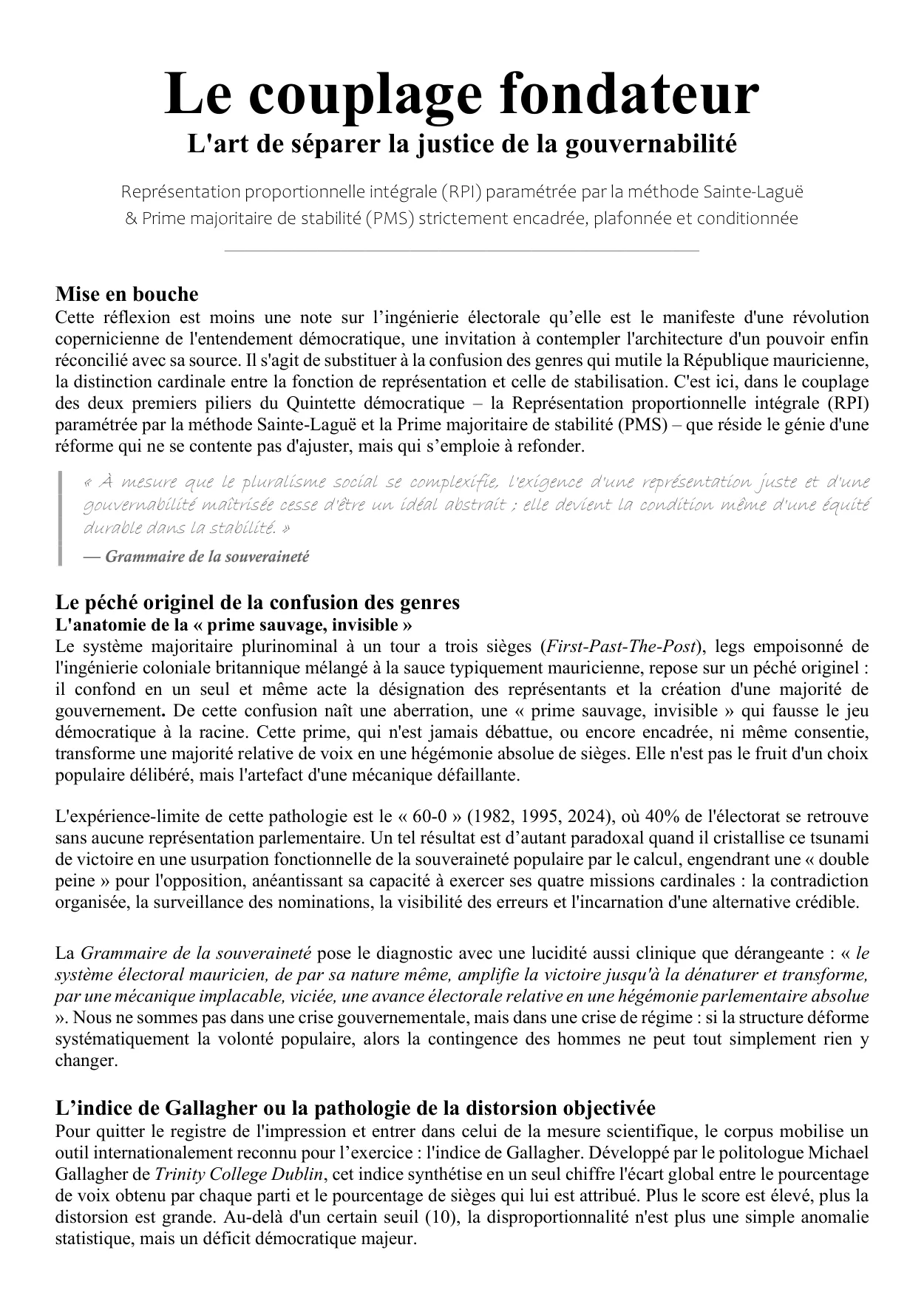 Couverture — Piliers I & II : séparer justice et gouvernabilité